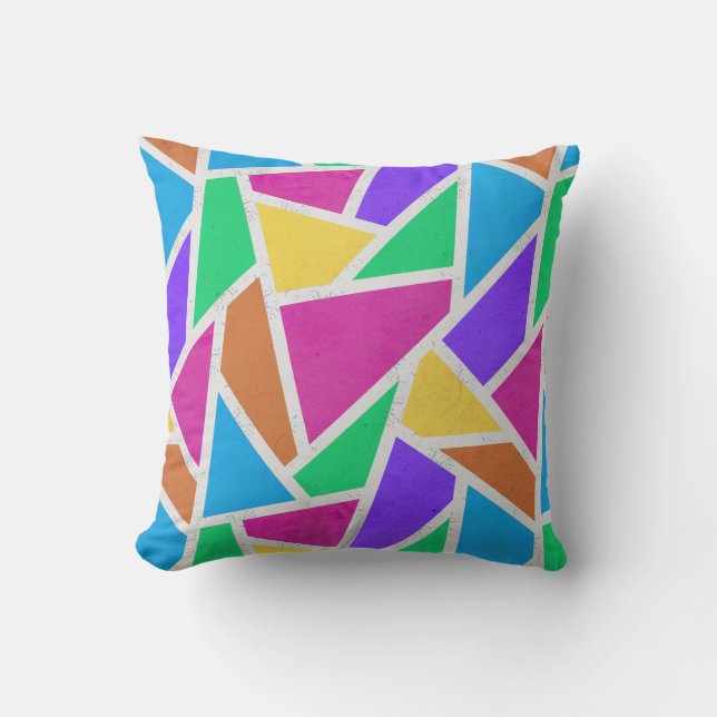 Bright rainbow colours mosaic throw pillow (Front)