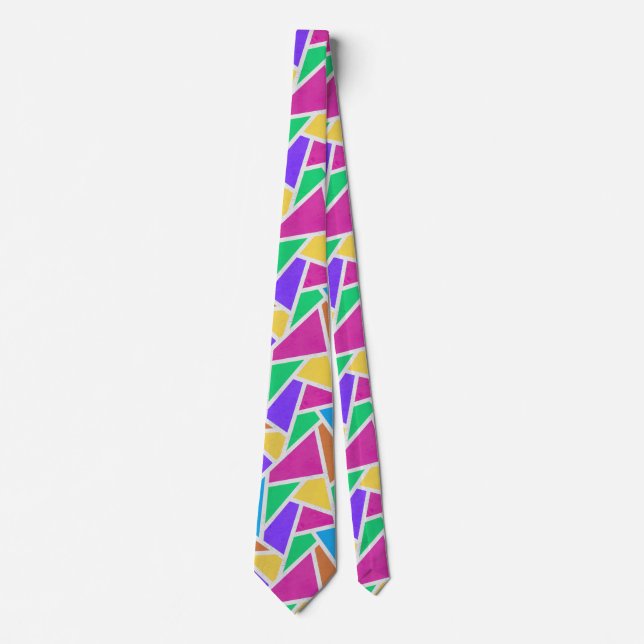 Bright rainbow colours mosaic tie (Front)