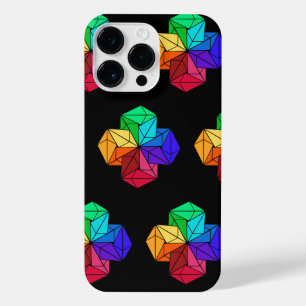 Bright Rainbow Cube Triangles on Black iPhone 14 Pro Max Case