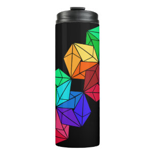 Bright Rainbow Cube Triangles on Black Thermal Tumbler