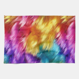 Bright Rainbow faux monster fur texture Kitchen Towel