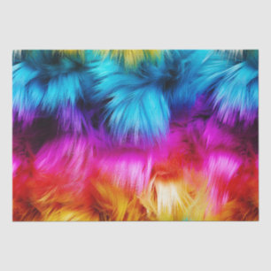 Bright Rainbow faux monster fur texture Tissue Paper