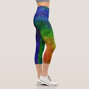 Bright Rainbow Galaxy Capri Leggings