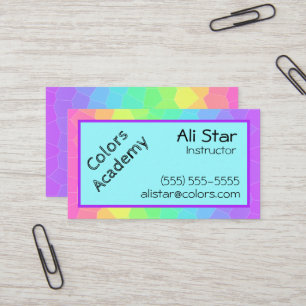 Bright Rainbow Geometric Business Cards