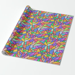 Bright Rainbow Geometric Glass Birthday Wrapping Paper