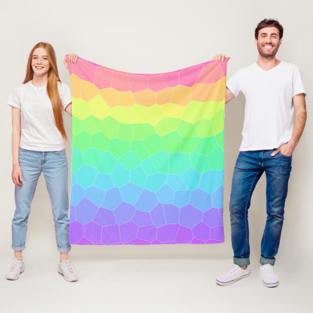 Bright Rainbow Geometric Gradient Fleece Blanket (In Situ)