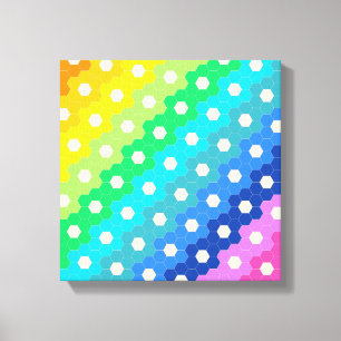 Bright Rainbow Geometric Hexagon Flower Pattern  Canvas Print