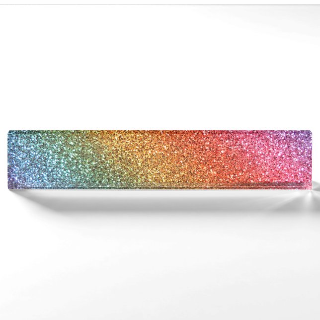 Bright rainbow glitter nameplate (Front)