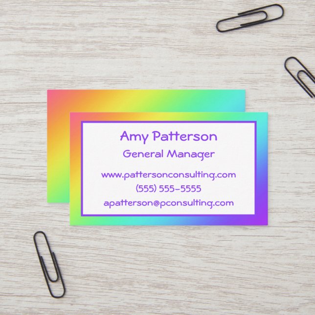 Bright Rainbow Gradient Business Cards (Front/Back In Situ)