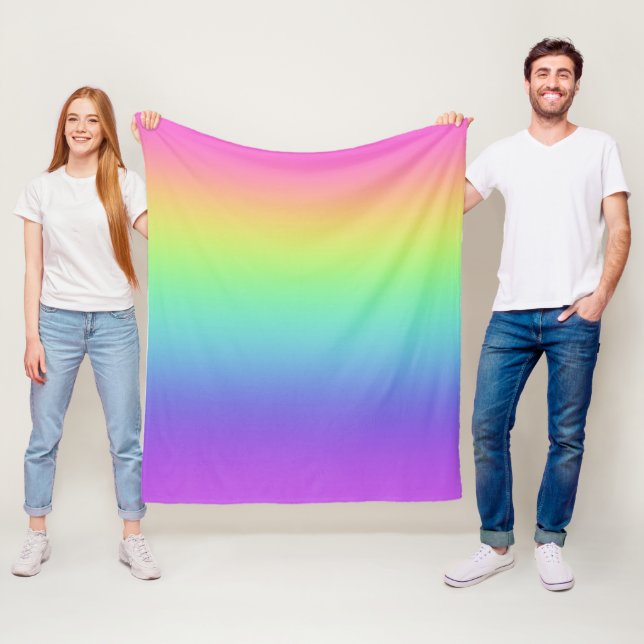 Bright Rainbow Gradient Fleece Blanket (In Situ)