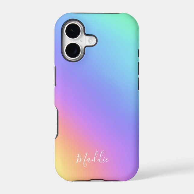 bright rainbow gradient girly personalized  (Back)