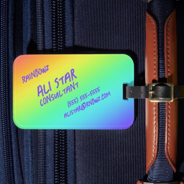Bright Rainbow Gradient Luggage Tags (Front Insitu 4)
