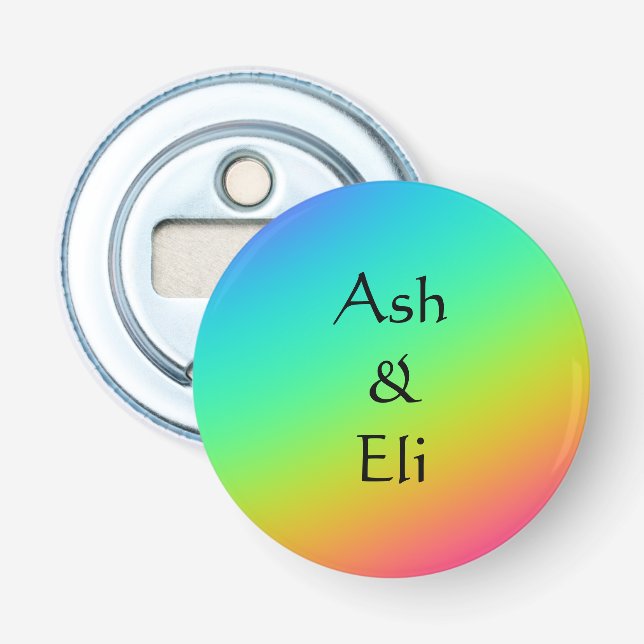 Bright Rainbow Gradient Wedding Bottle Opener (Front)