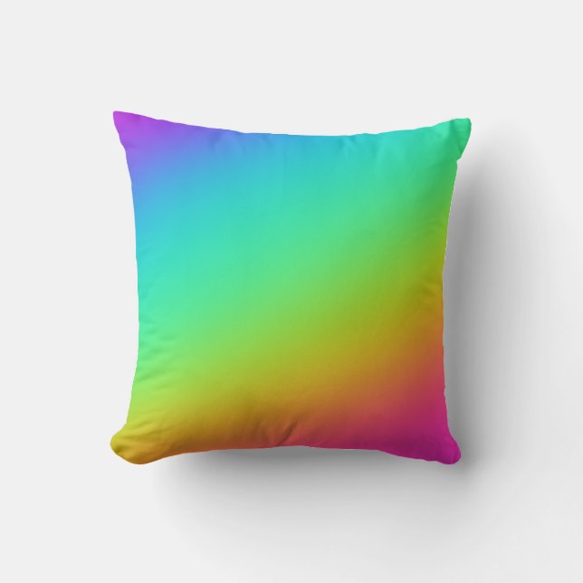 Bright Rainbow Gradient Wedding Throw Pillow (Front)