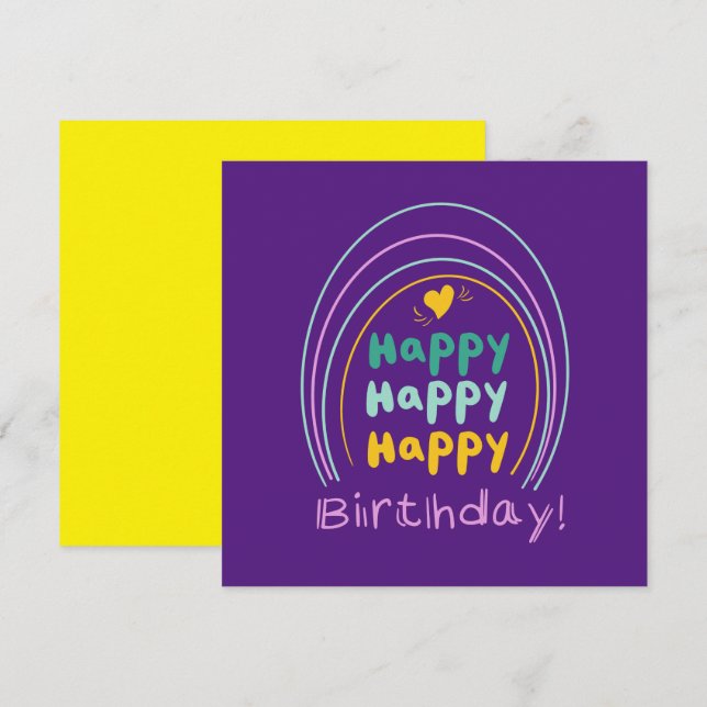 Bright Rainbow Happy Birthday Lettering Card (Front/Back)