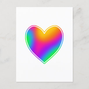 Bright Rainbow Heart Blank Postcard