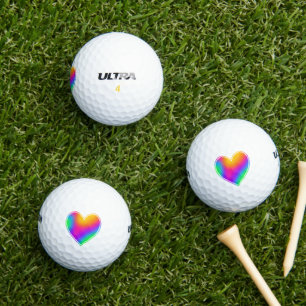 Bright Rainbow Heart Golf Balls