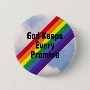 Bright Rainbow in the Sky God Keeps His Promises 2 Inch Round Button