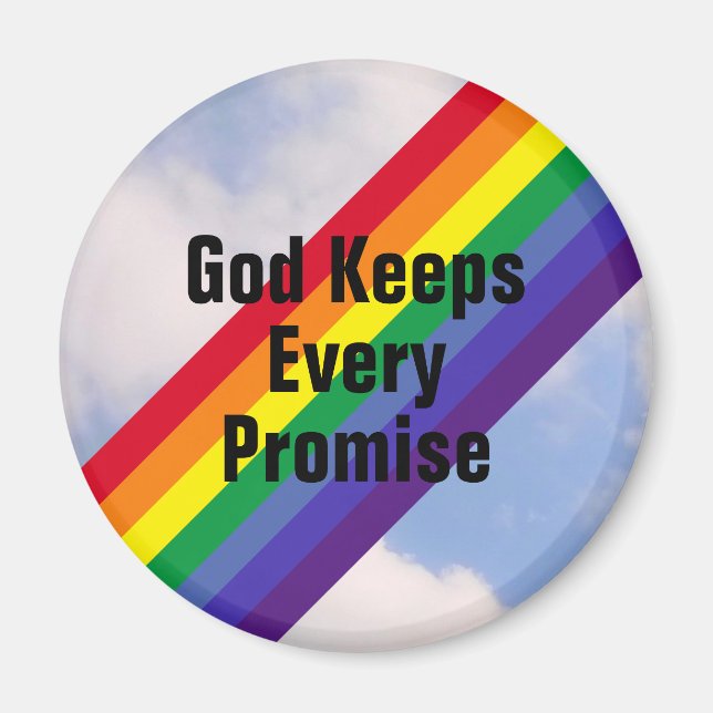 Bright Rainbow in the Sky God Keeps His Promises M Magnet (Front)