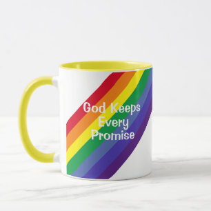Bright Rainbow Inspirational Bible Verse Yellow Mug