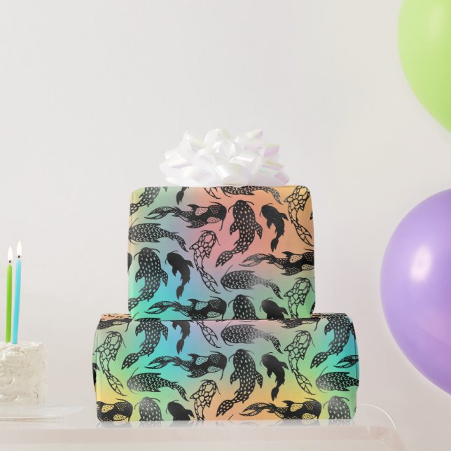Bright Rainbow Koi Fish Cute Animals Wrapping Paper (Party Gifts)