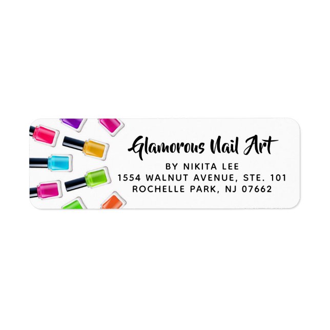 Bright Rainbow Nail Polish Art Tech Salon Address (Front)
