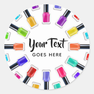 Bright Rainbow Nail Polish Art Tech Salon Custom Classic Round Sticker