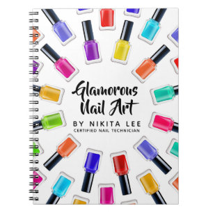 Bright Rainbow Nail Polish Art Tech Salon Custom Notebook