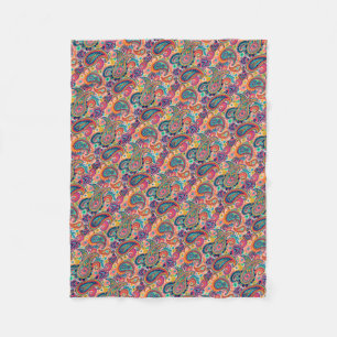 Bright Rainbow Paisley Fleece Blanket
