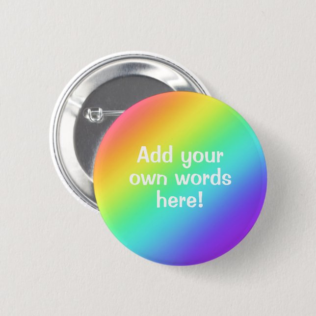 Bright Rainbow Personalized Button (Front & Back)