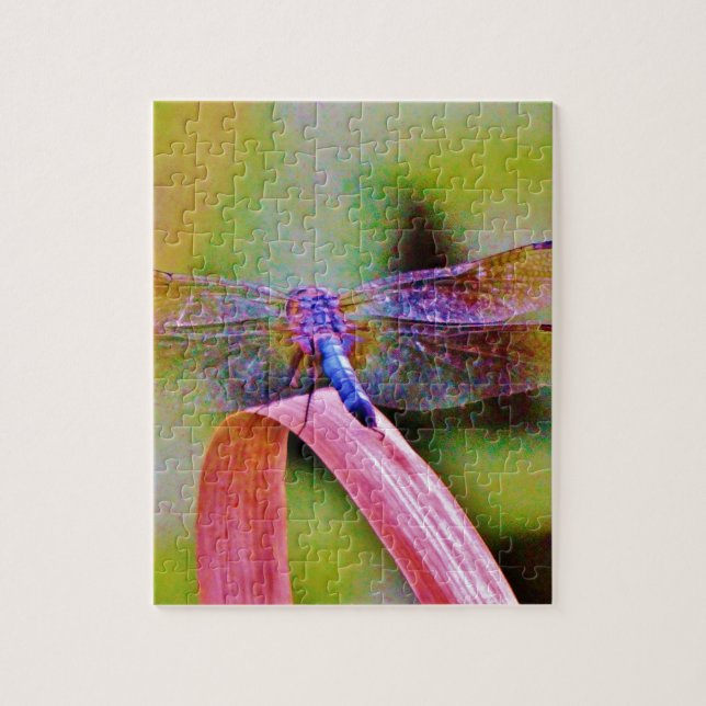 Bright Rainbow Pink Dragonfly Jigsaw Puzzle (Vertical)