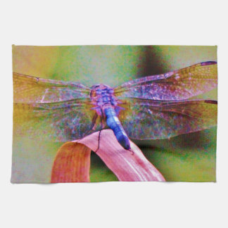 Bright Rainbow Pink Dragonfly Kitchen Towel
