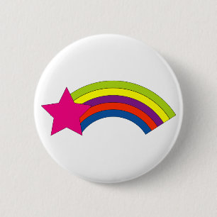 Bright Rainbow & Pink Star Colourful 2 Inch Round Button