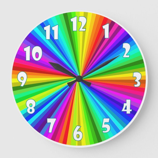 Bright Rainbow Ray Colourful , Wall Clock Rainbow (Front)