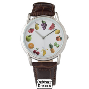 Bright Rainbow Scrapbook Crochet Fruit Collage Watch
