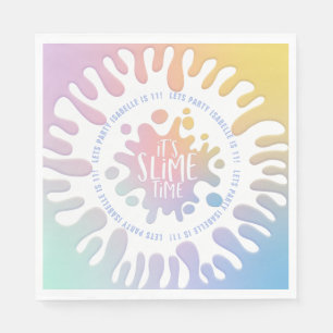 Bright rainbow slime party napkin