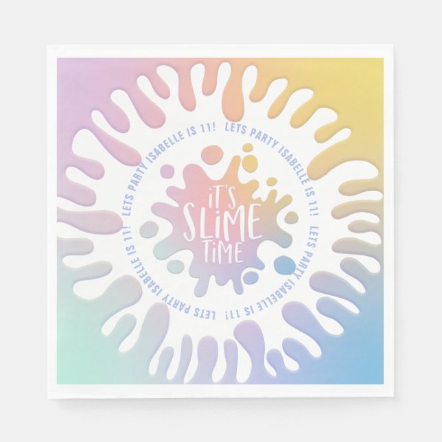 Bright rainbow slime party napkin (Front)
