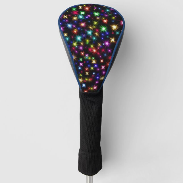 Bright Rainbow Sparkles, Stars & Fireworks Golf Head Cover (Front)