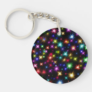 Bright Rainbow Sparkles, Stars & Fireworks Keychain