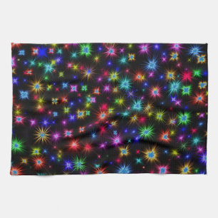 Bright Rainbow Sparkles, Stars & Fireworks Kitchen Towel