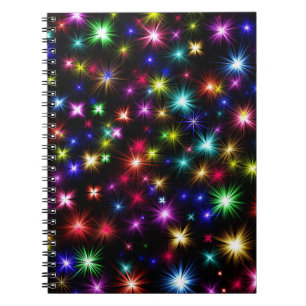 Bright Rainbow Sparkles, Stars & Fireworks Notebook