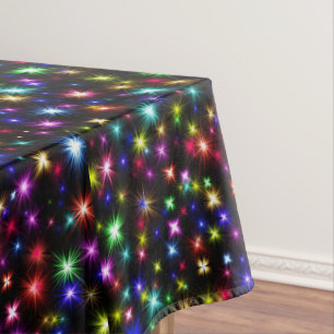 Bright Rainbow Sparkles, Stars & Fireworks Tablecloth