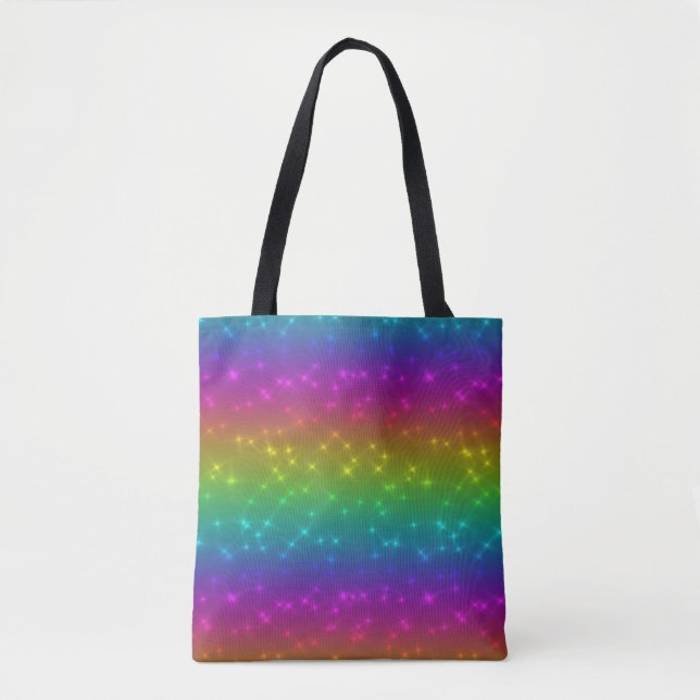 Bright Rainbow Sparkles Tote Bag (Front)