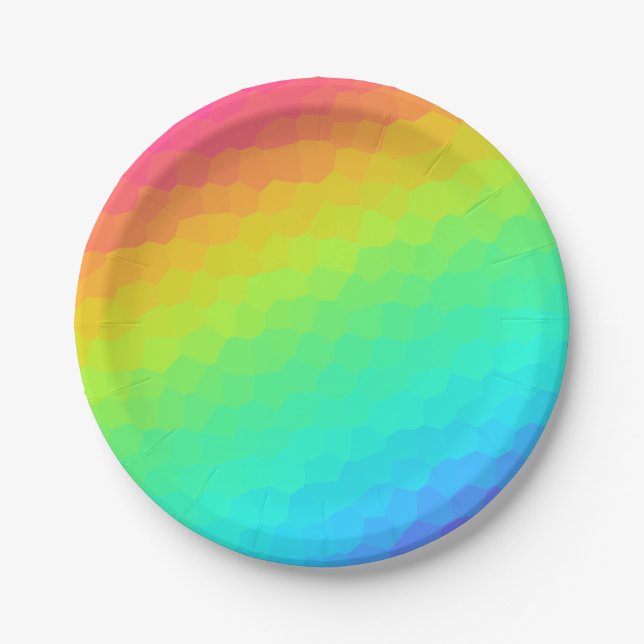 Bright Rainbow "Stained Glass" Design Paper Plate (Front)