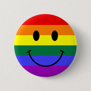 Bright Rainbow Stripe Face 2 Inch Round Button