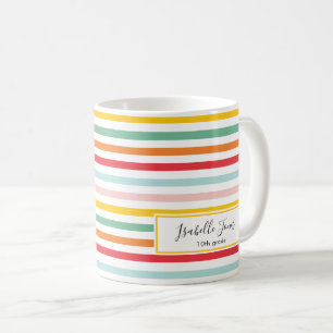 bright rainbow stripe school college  coffee  mug