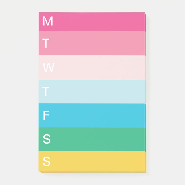 Bright Rainbow Stripe Weekly To Do List Post-it Notes (Front)