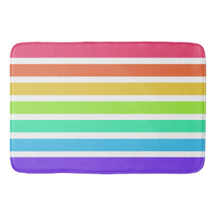 Bright rainbow stripes bath mat