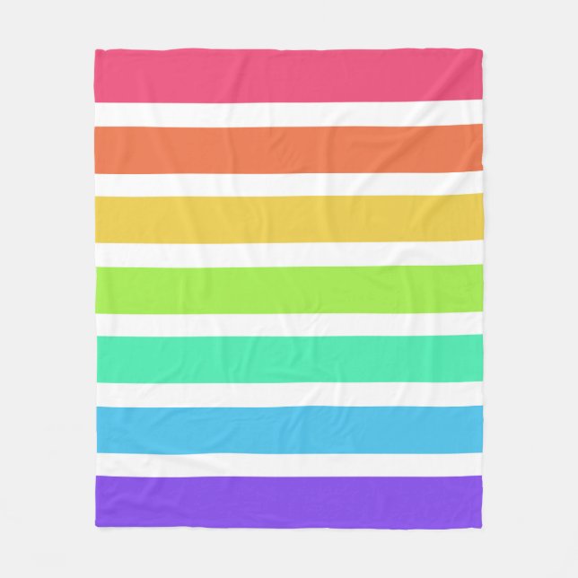 Bright rainbow stripes fleece blanket (Front)