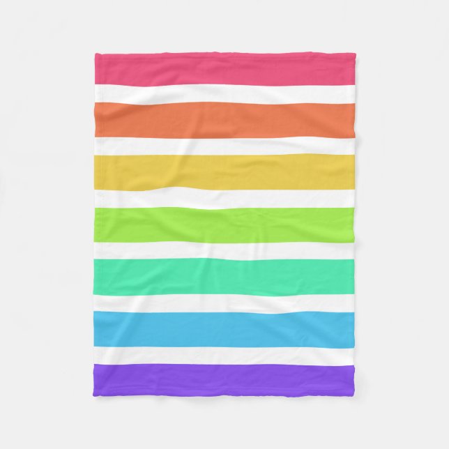 Bright rainbow stripes fleece blanket (Front)